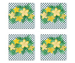 Exotic Flower Polka Dots Coaster Set Of Four