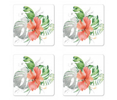 Grunge Watercolor Flower Coaster Set Of Four