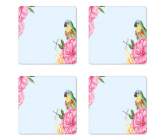 Watercolor Parrots Coaster Set Of Four