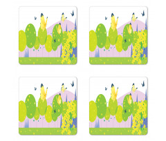 Forest Trees Spring Coaster Set Of Four