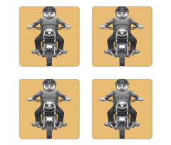 Tropical Monkey Scooter Art Coaster Set Of Four