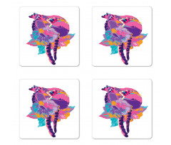 Abstract Madagascar Monkey Coaster Set Of Four