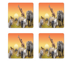 Wildlife Animals at Sunset Coaster Set Of Four