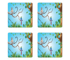 Tropical Botanical Parrot Coaster Set Of Four