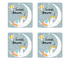 Unicorn on Crescent Coaster Set Of Four