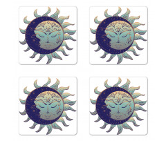 Boho Sun and Crescent Coaster Set Of Four