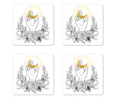 Crescent Floral Wreath Coaster Set Of Four