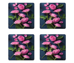 Roses Leaves on Branches Coaster Set Of Four