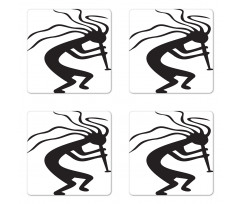 Monochrome Tribal Figure Coaster Set Of Four