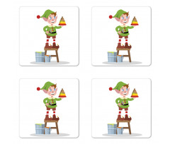 Young Boy Painting a Pyramid Coaster Set Of Four