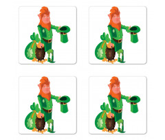 Happy St Patrick's Leprechaun Coaster Set Of Four