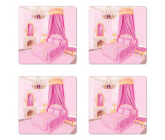 Princess Bedroom Interior Coaster Set Of Four