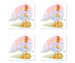 Floral Nest of Birds Coaster Set Of Four