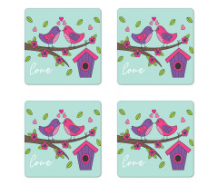 Valentines Love Flowers Coaster Set Of Four