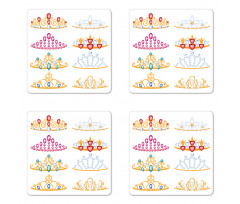 Golden Gemstones Tiaras Coaster Set Of Four