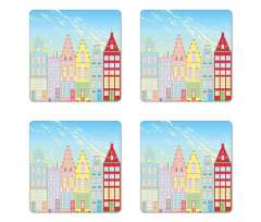 Vibrant Houses in Holland Coaster Set Of Four