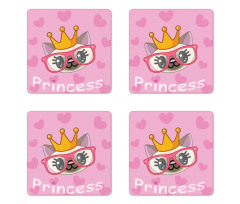 Happy Princess Cat Coaster Set Of Four