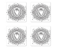 Sun with Heart Art Coaster Set Of Four