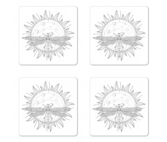 Neutral Sun and Dragonfly Coaster Set Of Four