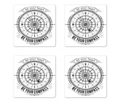 Monochrome Compass Coaster Set Of Four