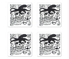 Pipe Smoker Skull Coaster Set Of Four