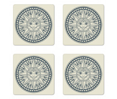 Retro Sun Compass Coaster Set Of Four