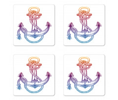 Ombre Anchor Rope Coaster Set Of Four