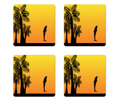 Ombre Sunset Palms Dolphin Coaster Set Of Four