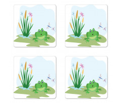 Dragonflies Plants Amphibian Coaster Set Of Four