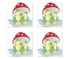 Animal in Mushroom Umbrella Coaster Set Of Four