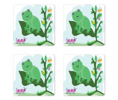 Childish Animals Floral Leaf Coaster Set Of Four