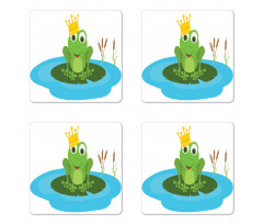 Prince Animal Big Leaf Pond Coaster Set Of Four