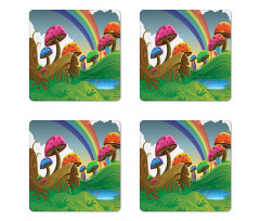 Sunny Playful Foliage Coaster Set Of Four