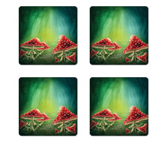 Mysterious Mushrooms Coaster Set Of Four