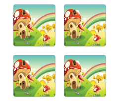 Farm Field Rain Mushroom Coaster Set Of Four