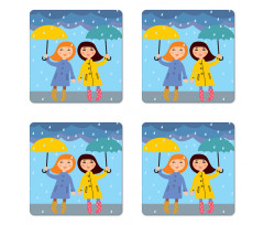 Girls Under the Rain Coaster Set Of Four