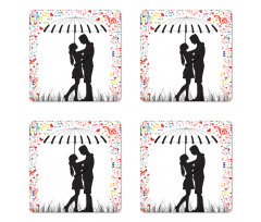 Young Romantic Couple Coaster Set Of Four