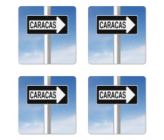 Caracas Lettering Sign Coaster Set Of Four