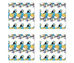 Tropic Colorful Parrots Coaster Set Of Four