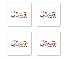 Colorful Cursive Wording Coaster Set Of Four