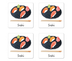 Sushi Text and Japan Plate Coaster Set Of Four