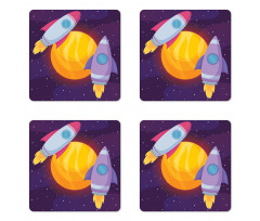 Rocket Spaceship Galactic Coaster Set Of Four