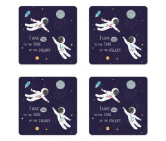 Love Wording Astronauts Coaster Set Of Four