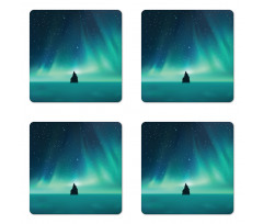 Aurora Borealis Single Rock Coaster Set Of Four