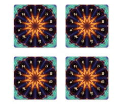 Sun Zodiac Wheel Coaster Set Of Four