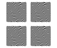 Monochrome Waves Coaster Set Of Four