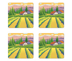 Vineyard Farm House Coaster Set Of Four