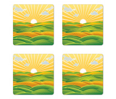 Fields Hills at Dawn Coaster Set Of Four