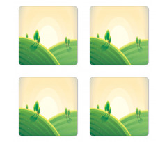 Rural Landscape Hills Coaster Set Of Four