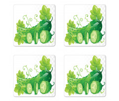 Juicy Cucumber Graphic Coaster Set Of Four